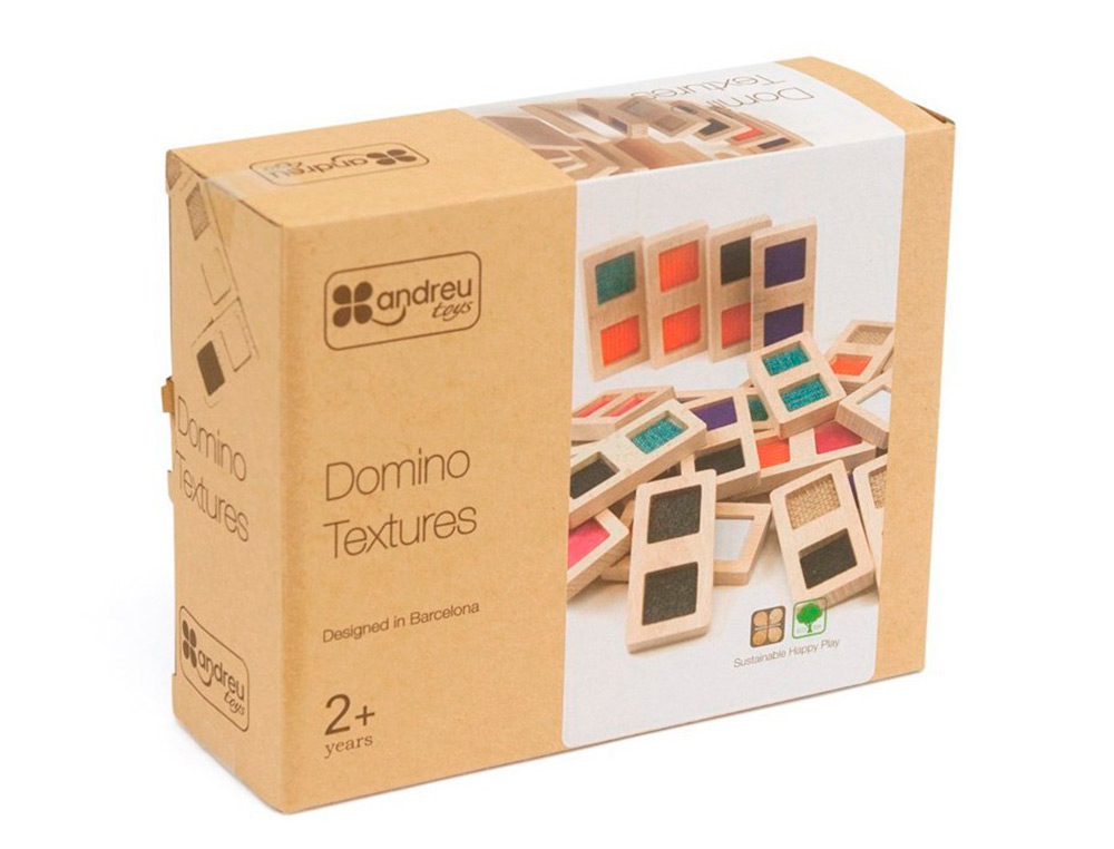 JUEGO DIDACTICO ANDREUTOYS DOMINO SENSORIAL TEXTURAS MADERA 28 PIEZAS