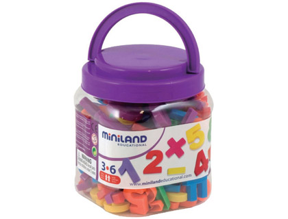 JUEGO MINILAND NUMEROS MAGNETICOS Y SIMBOLOS MATEMATICOS BOTE DE 162 PIEZAS