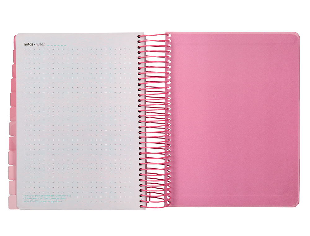 AGENDA ESCOLAR LIDERPAPEL 25-26 ESPIRAL PATTERNS RAYOS ROSA DIA PAGINA A5 BILINGÜE PAPEL FSC 80 GR