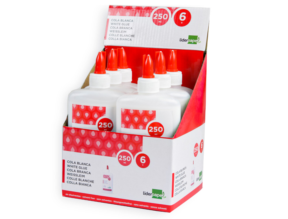 PEGAMENTO COLA BLANCA LAVABLE LIDERPAPEL BOTE DE 250 ML