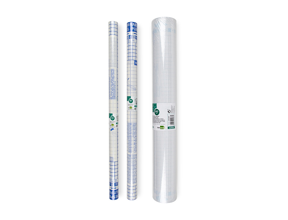 ROLLO PLASTICO ADHESIVO LIDERPAPEL 0,50X3 MT. 8O MICRAS FORRALIBROS REMOVIBLE