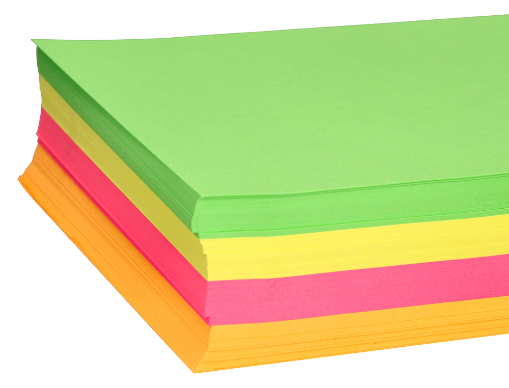 PAPEL COLOR LIDERPAPEL A4 75GR NEON 4 COLORES SURTIDOS PAQUETE DE 500 HOJAS