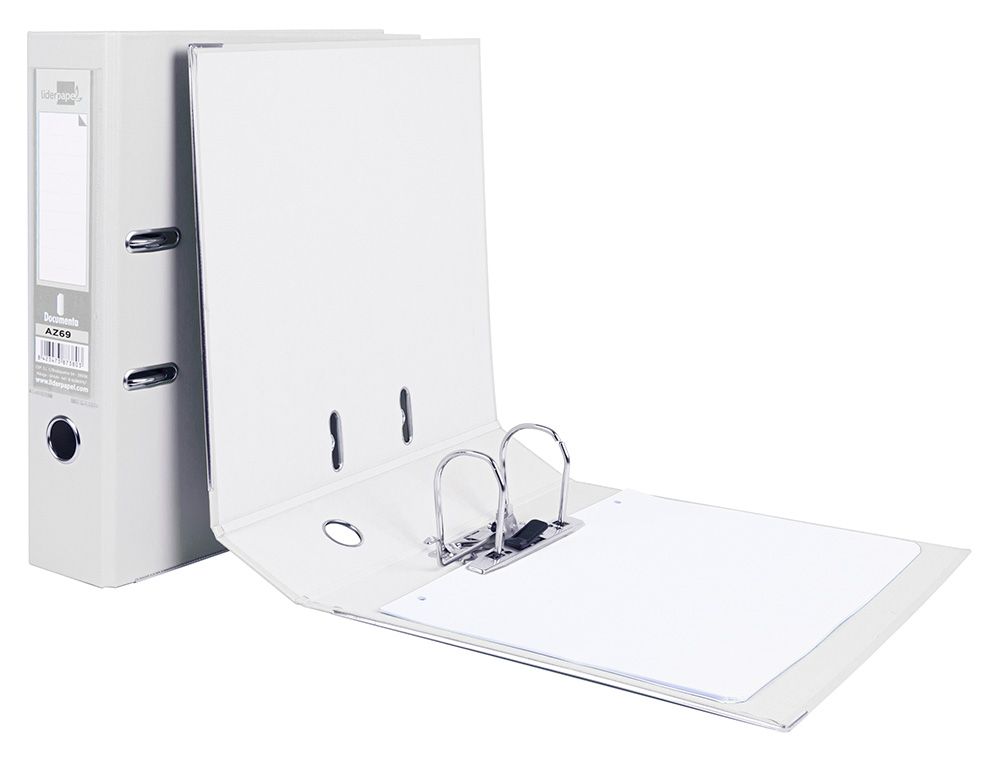 ARCHIVADOR DE PALANCA LIDERPAPEL A4 DOCUMENTA FORRADO PVC CON RADO LOMO 75MMBLANCO COMPRESOR METALICO
