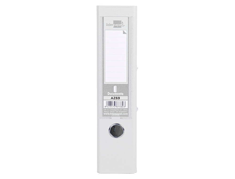 ARCHIVADOR DE PALANCA LIDERPAPEL A4 DOCUMENTA FORRADO PVC CON RADO LOMO 75MMBLANCO COMPRESOR METALICO