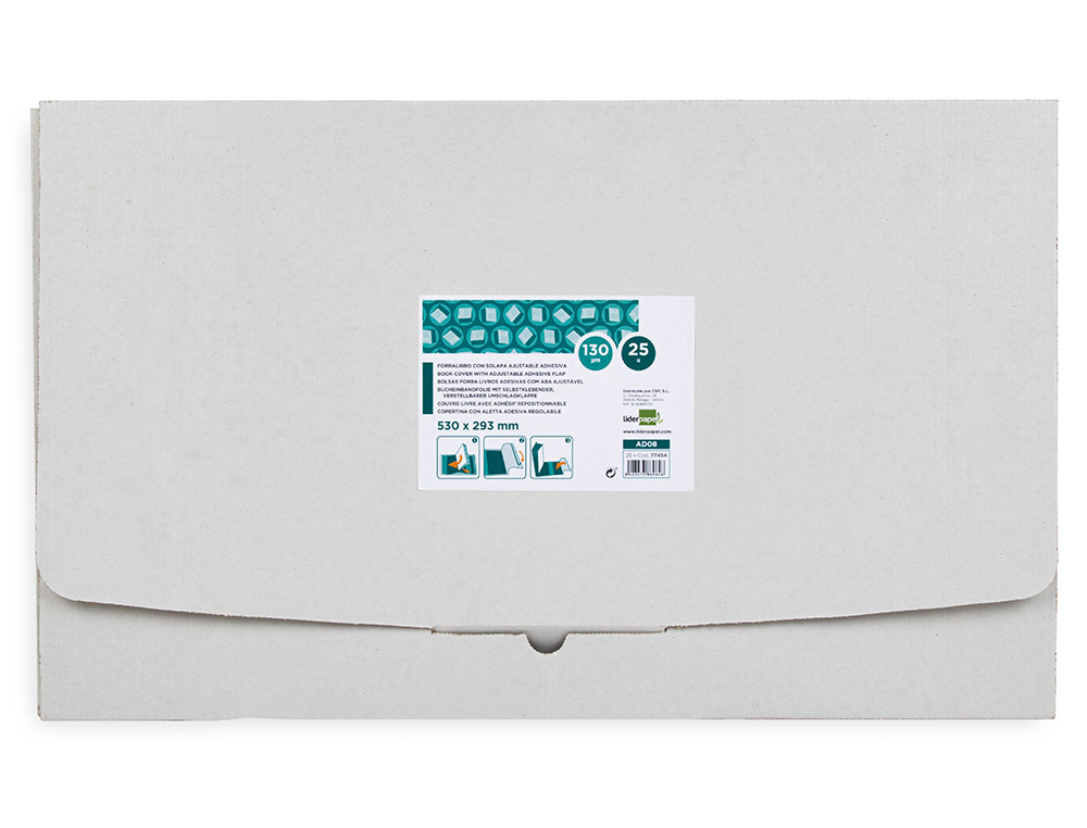 FORRALIBRO LIDERPAPEL Nº29 CON SOLAPA AJUSTABLE ADHESIVO 293 X 530 MM