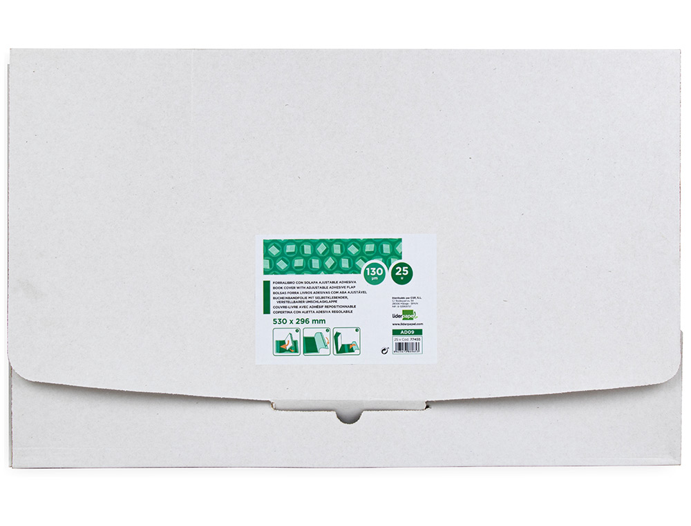 FORRALIBRO LIDERPAPEL Nº30 CON SOLAPA AJUSTABLE ADHESIVO 301 X 530 MM