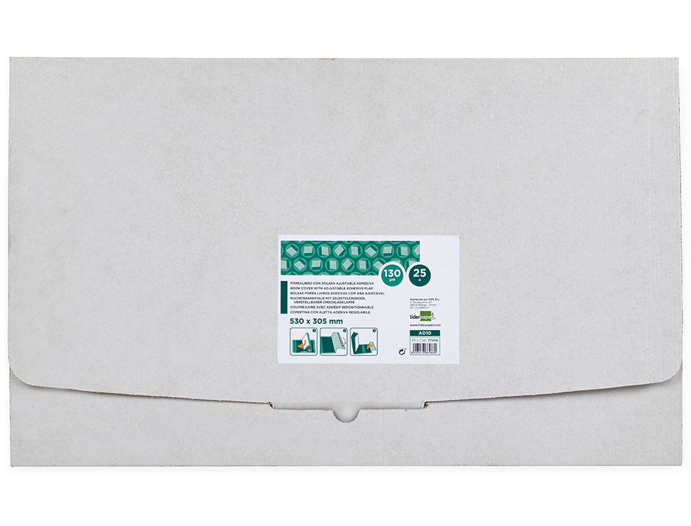 FORRALIBRO LIDERPAPEL Nº31 CON SOLAPA AJUSTABLE ADHESIVO 312 X 530 MM