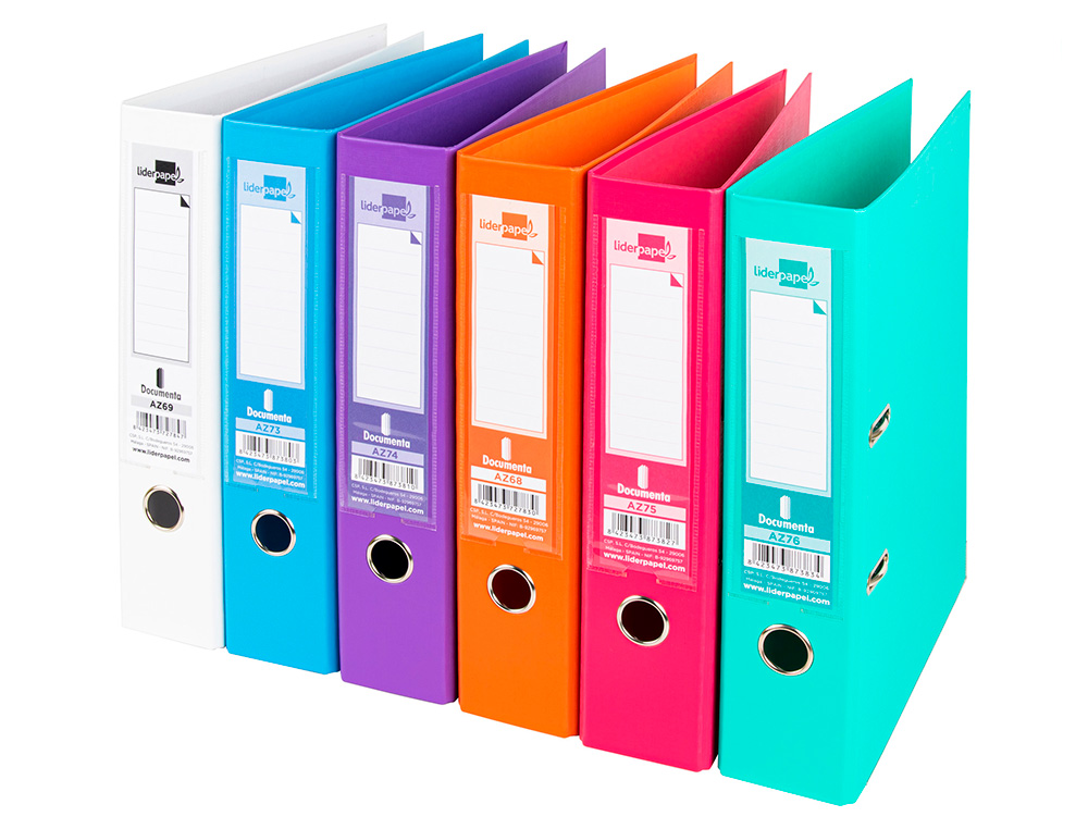 ARCHIVADOR DE PALANCA LIDERPAPEL A4 DOCUMENTA FORRADO PVC CON RADO LOMO 75 MM COLORES SURTIDOS TRENDING