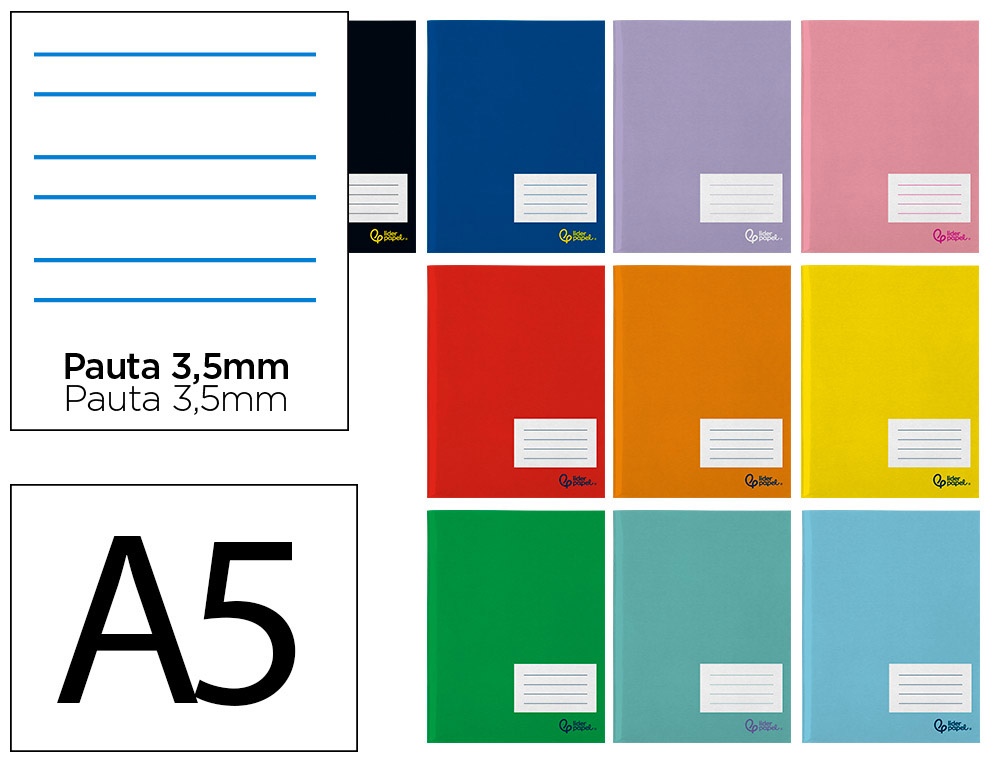 LIBRETA LIDERPAPEL SMART A5 PLUS 32 HOJAS 75G/M2 PAUTA 4 3.5MM CON MARGEN COLORES SURTIDOS