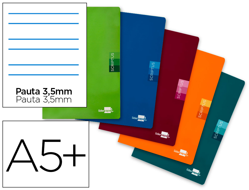 LIBRETA LIDERPAPEL SCRIPTUS A5 PLUS 48 HOJAS 90G/M2 PAUTA 43.5 MM. CON MARGEN