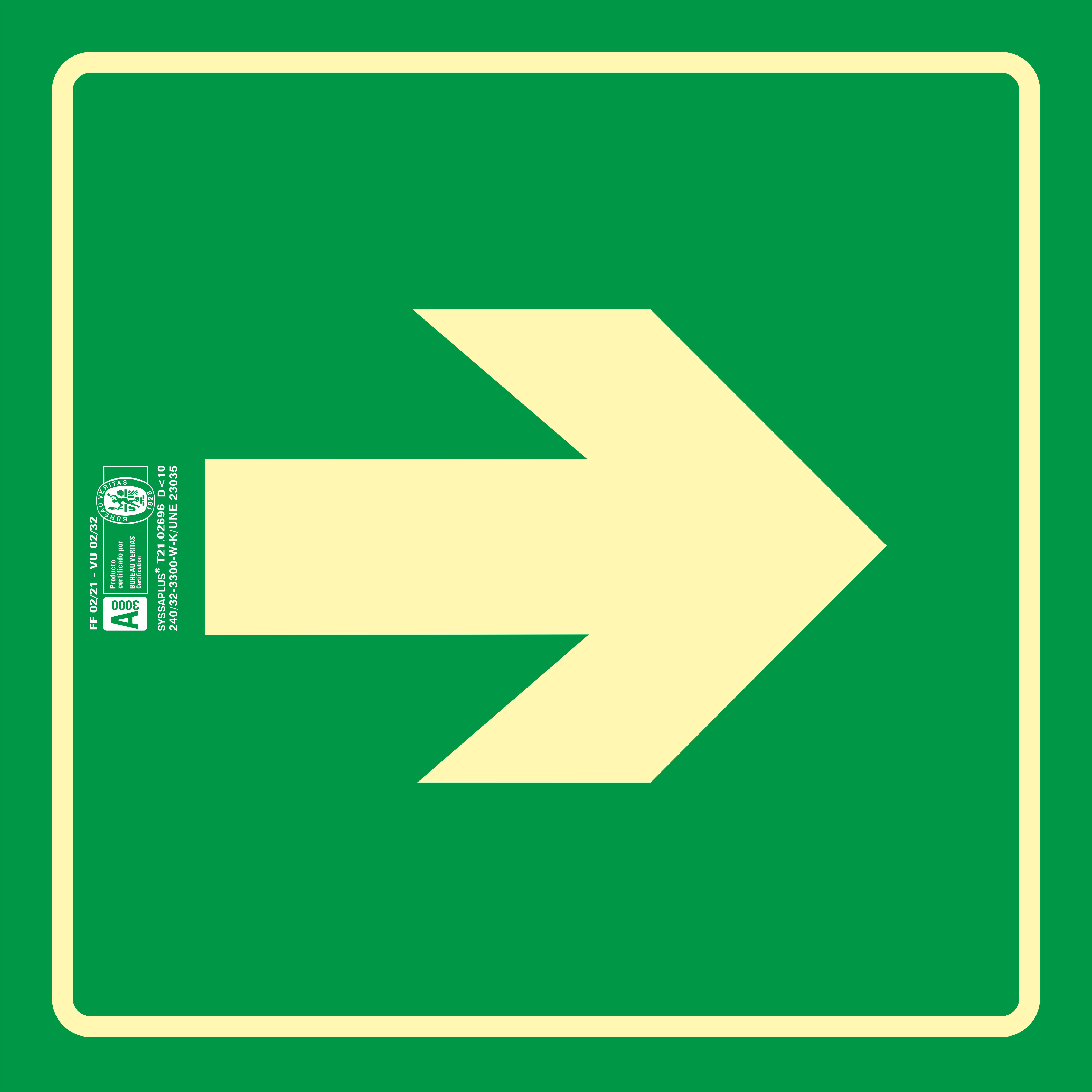 PICTOGRAMA SYSSA SEAL DE VIA DE EVACUACION EN PVC FOTOLUMINISCENTE 210X210 MM