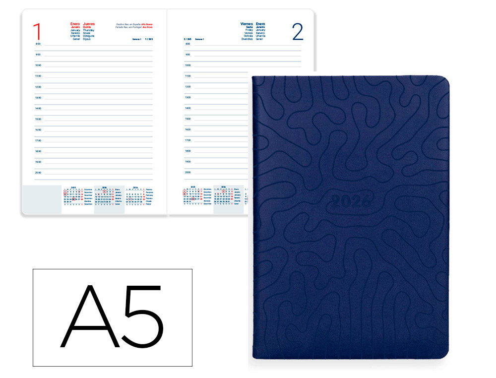 AGENDA ENCUADERNADA LIDERPAPEL LIPSI A5 2026 DIA PAGINA DESIGN 2 PAPEL 70 GR