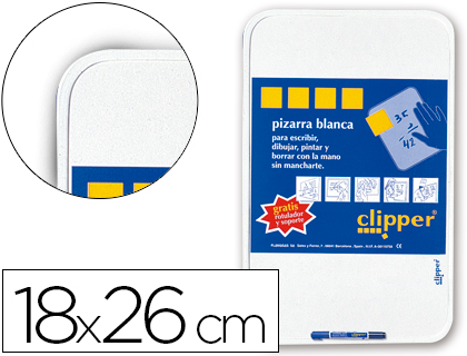 PIZARRA BLANCA CLIPPER PEQUEA 18X26 CM CON ROTULADOR