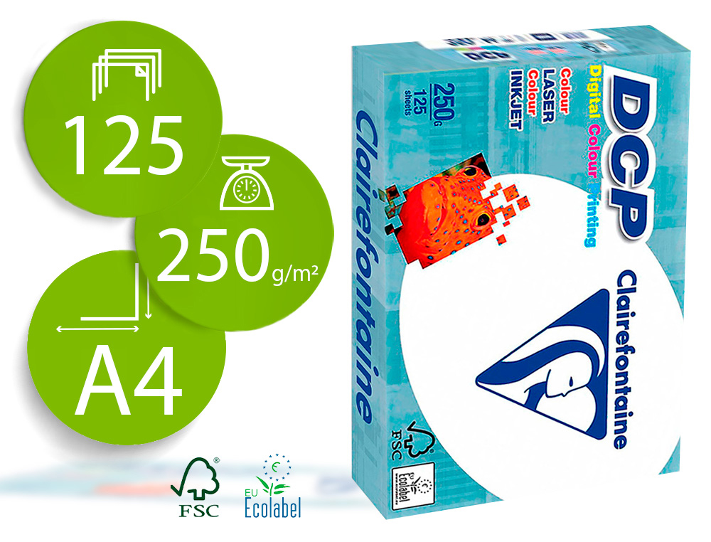 PAPEL FOTOCOPIADORA CLAIREFONTAINE DIN A4 250 GRAMOS PAQUETE DE 125 HOJAS